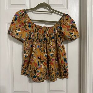 Floral Yellow Women's Top M crop